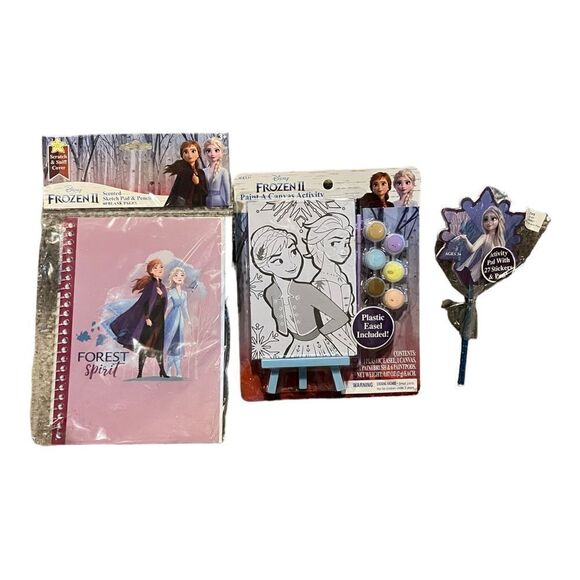 Disney Frozen Set of 3 Activity Sets Canvas Paint Sketch Pad Stickers New - Picture 1 of 7